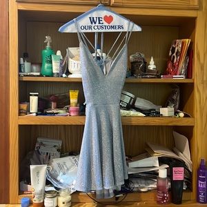 Windsor prom formal blue sparkly dress size xs length 29” worn 1x & dry cleaned